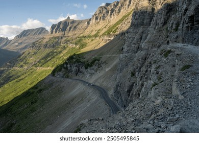 Looking Down On Going To The Sun Road From Highline Trail In Glacier National Park
