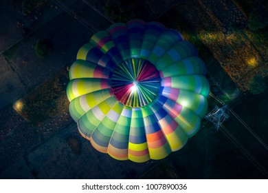 Looking Down On A Hot Air Ballon From A Balloon  In Jaipur India