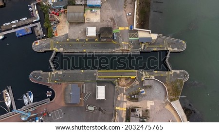 Looking down on the lock gates at the Wet Dock in Ipswich, UK