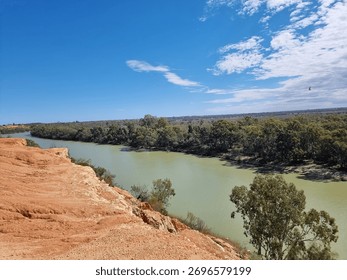 Looking down on the Murray River from a cliff at Loxton in South Australia