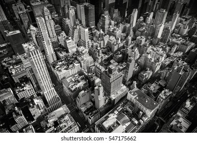 Looking Down On Old New York Skyscrapers 