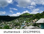 Looking down on a populous island valley in Saint Vincent and the Grenadines