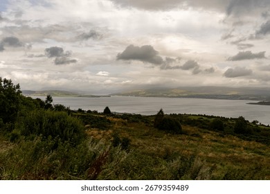Looking down on the River Clyde from a view point near Port Glasgow in Inverclyde, Scotland