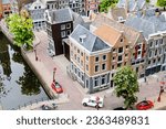 Looking down on roofs of houses in Amsterdam, Netherlands