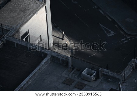Looking down on a street corner