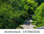 Looking down from on top of Backbone Rock, a spur ridge of the Holston Mountain.  A tunnel was drilled through the rock in 1901 for the railroad access between Shady Valley and Damascus, VA.  