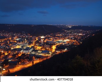 Looking Down Over The City Of Johnstown, Pennsylvania At Night.  