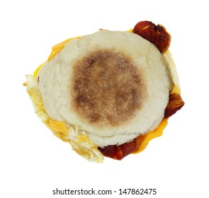 Looking Down At A Prepared Breakfast Sandwich.