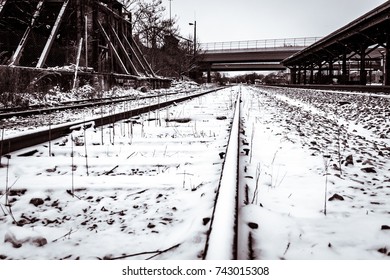 Looking Down The Tracks Behind The Huntsville Railroad Museum In Huntsville, Alabama