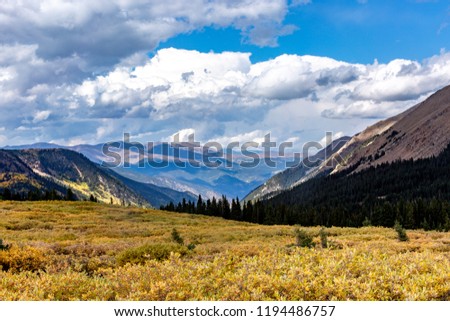 Looking down the valley from the summit of Guanella Pass, in the fall, Pike National Forest, Colorado, USA