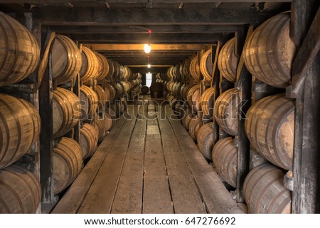 Looking Down Walkway in Bourbon Aging Warehouse Basement