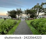 Looking down the walkway at Frost Park in Yarmouth, NS.