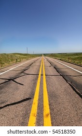 Looking Down Windy Endless Road in Central USA