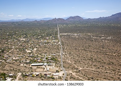 Looking East Along Jomax Road At Pinnacle Peak In Scottsdale, Arizona