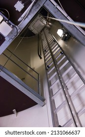 Looking Up At The Elevator Inside A Wind Generator