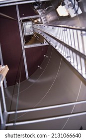 Looking Up At The Elevator Inside A Wind Generator