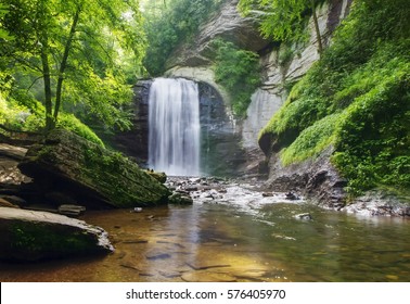 The Looking Glass Falls in the Pisgah National Forest in North Carolina