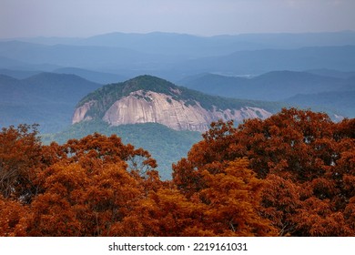Looking Glass Rock mountain and the autumn colors in foliage on Blue Ridge Parkway. - Shutterstock ID 2219161031