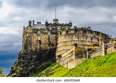 Looking up the hill at Edinburgh Castle. Edinburgh Castle