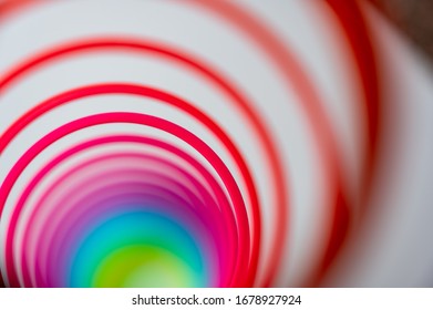 Looking Inside Colorful Flexible Bouncy Plastic Spring 