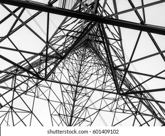 Looking Up Inside Electricity Pylon, Wyre Estuary Country Park, Thornton, Lancashire, UK