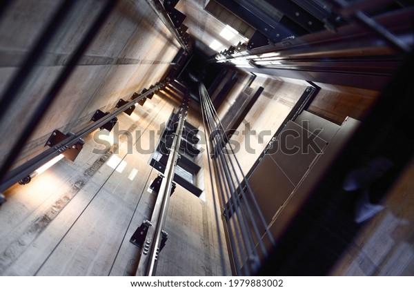 Looking Inside an Elevator\
Shaft