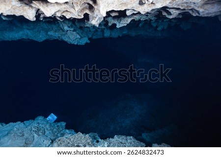 Looking inside of underwater cave.