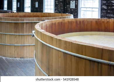 Looking Into Bourbon Mash Tanks In A Distillery