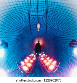 Looking Up Into A Circus Tent To An Artist At The Trapeze, Curved Edition