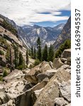 Looking into Kings Canyon along the Rae Lakes Loop hiking trail in Kings Canyon National Park, California