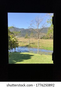 Looking to the landscape through a window