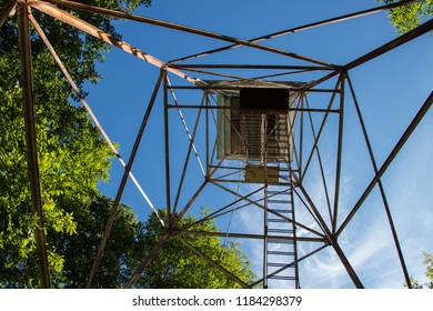 looking up at the light tower from underneath