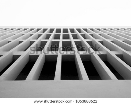 Looking up to modern concrete building with rhythm of fin facade,Abstract layer of architecture