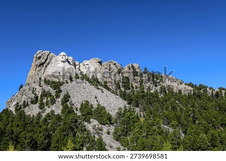 Looking up at Mount Rushmore from the courtyard viewpoint.