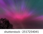 Looking up for the northern lights, aurora borealis, from Stansted, Essex, UK. The lights were unusally far south due to strong solar geomagnetic storm 10 May 2024\