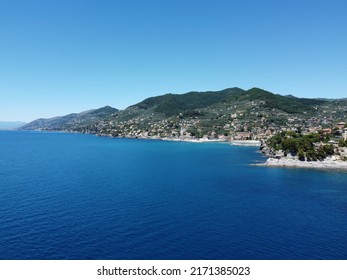 Looking Northwest A Long The Coast Of The Ligurian Sea Near Camogli, Italy.