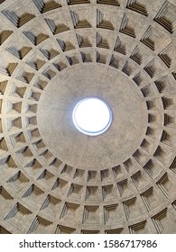 Looking Up At The Occulus Of The Pantheon In Rome 