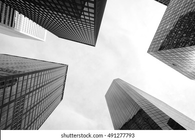 Looking Up On Skyscrapers In All Directions