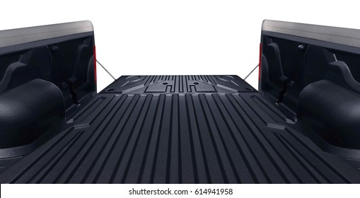 Looking Out From The Bed Of A Pickup Truck Isolated On White