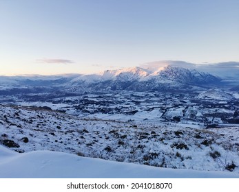 Looking Out, From Coronet Peak Ski Field At The Sun Rising On The Remarkables Mountains, Otago, New Zealand