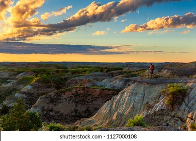 Looking out over the badlands of Theodore Roosevelt National Park, North Dakota