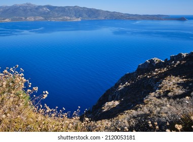 Looking Out Over Byzantine Ruins And Te Sea From Monemvasia