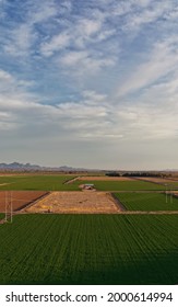 Looking Out Over A Small Farm Town. 