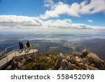Looking out for the view of Hobart from the summit of Mount Wellington
