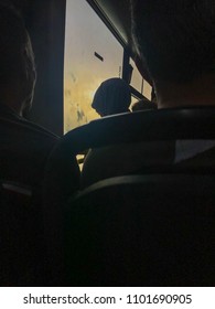 Looking out of window
