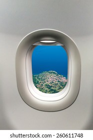 Looking out the window of a plane