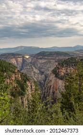 Looking Over Mystery Canyon From The East Mesa Trail Towards The Observation Point Trail.  Zion National Park, Springdale, Utah, USA.