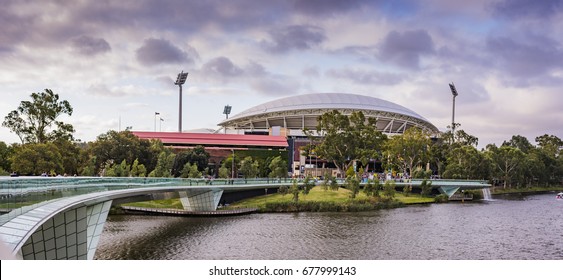 Looking Over The River Torrens To The Adelaide Oval On Footy Day