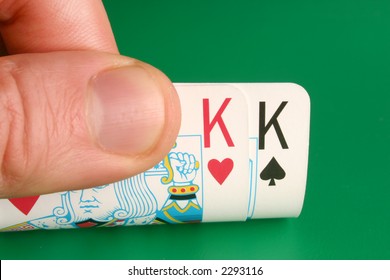 Looking At Pocket Kings (Cowboys) During A Poker Game