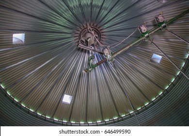 Looking Up At The Roof, Inside Of A Grain Bin.